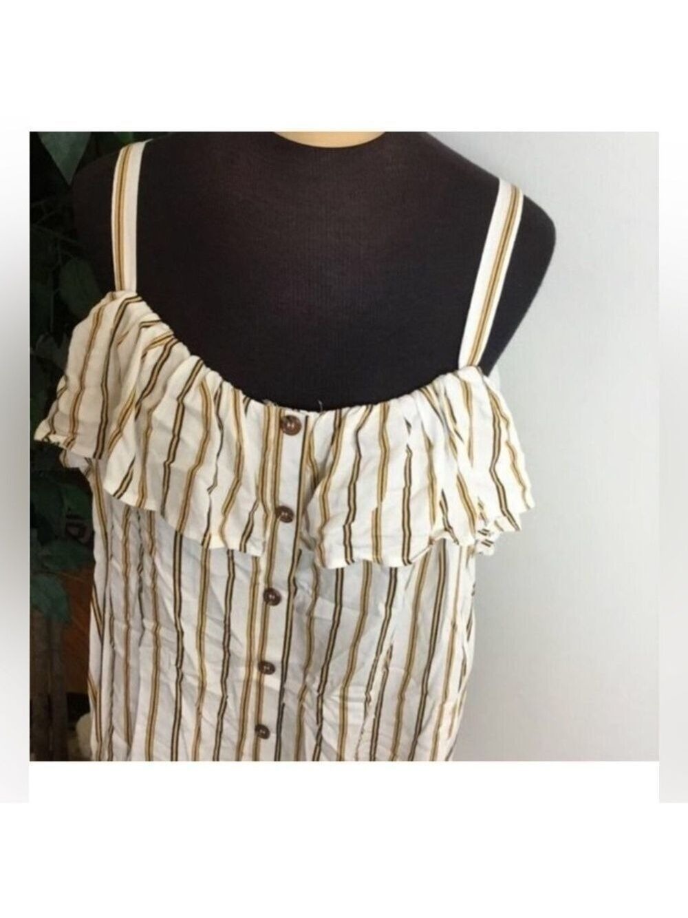 Maurices Striped Ruffle Button-Front Off-Shoulder Top NWT Size Small - Picture 2 of 12